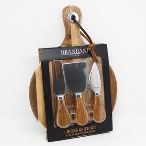 NEW Brandani Italy Cheese knife set with Acacia cutting board